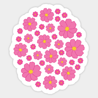 Cosmos | Flower | Summer Autumn | Pink | White Sticker